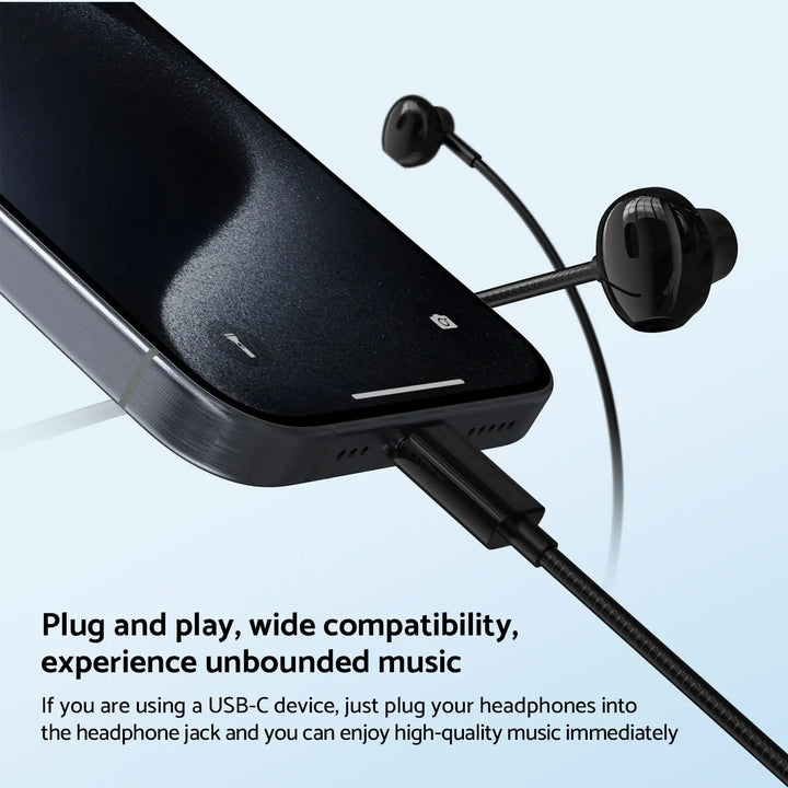 For Samsung Headphones HiFi Bass Stereo Volume Control With Mic USB Type C 3.5mm Wired Eadphone For Galaxy S24 S23 S22 S21 Ultra