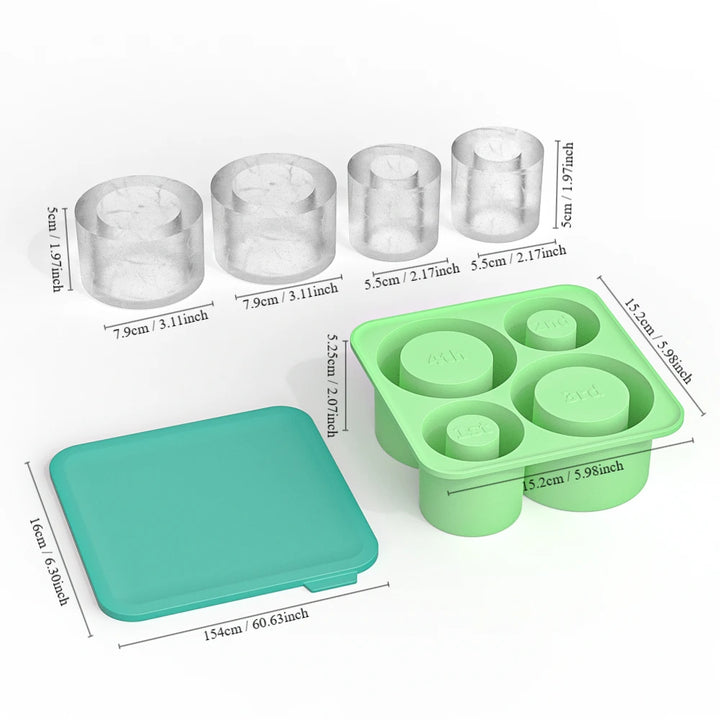 Ice Cube Tray Mold for Tumbler Stanley Cup Silicone Cylinder Ice Cube Maker Mold with Lid For 20oz 30oz 40oz