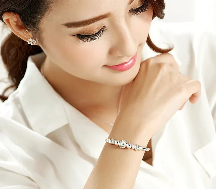 925 sterling silver Lucky Charm Bracelet Cuff Bracelets For Women Bangles Fashion Jewelry Pulseira
