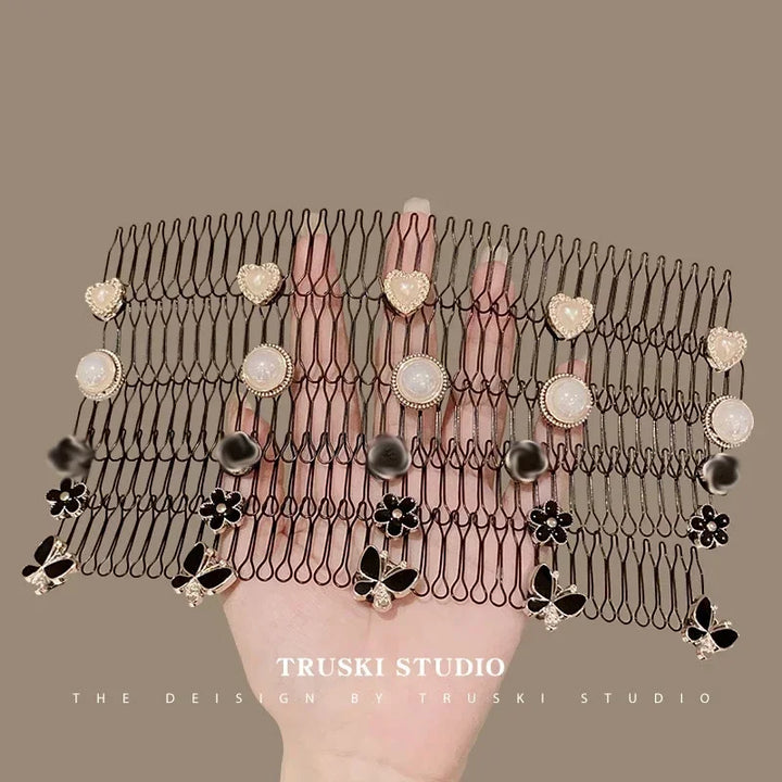 Lovely Flower Pearl Broken Hair Organizer Girls Women Hairpin Clip Invisible Bangs Fixed Insert Comb Tiara Headband Accessories