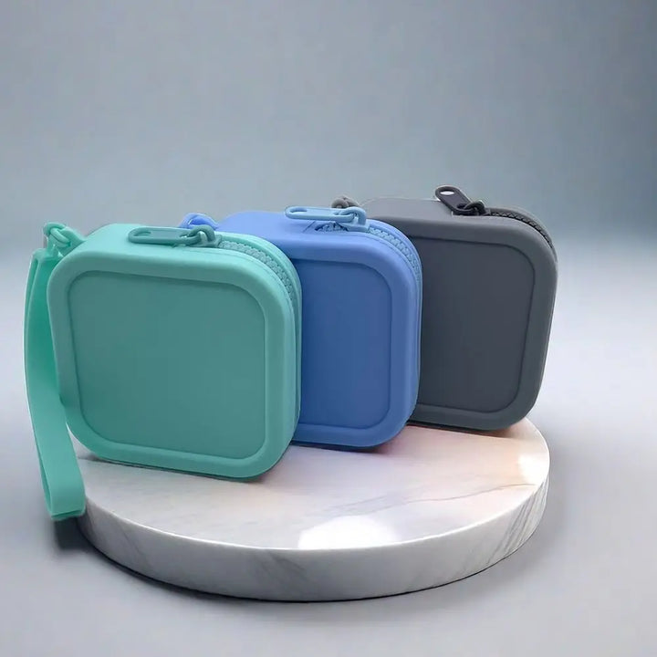 Silicone Organizer Wallet Coin Purse Simple Waterproof Zipper Cosmetic Bag Earphone Bag Students