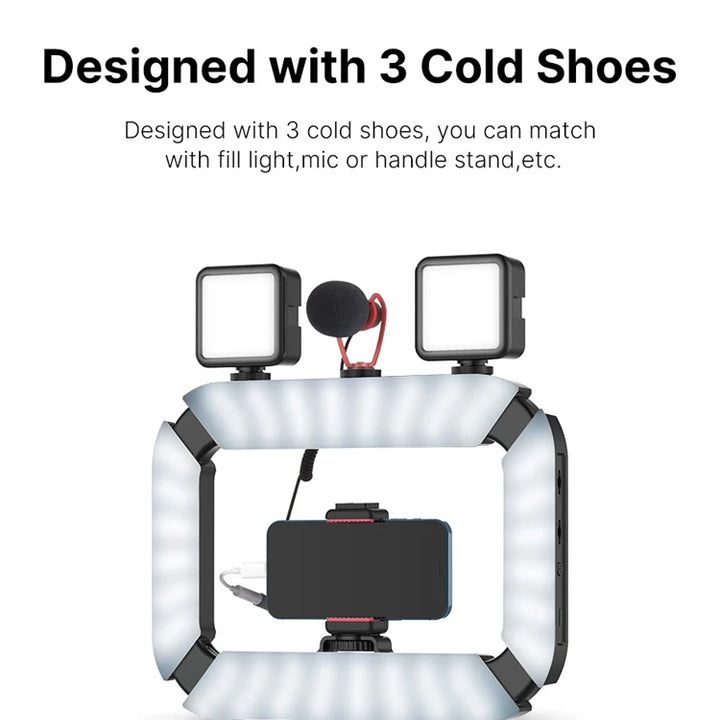 Ulanzi U200 U-200 Smartphone Video Rig  LED Video Light 2 in 1 Ring Light Cold Shoe for Microphone Tiktok Youtube Live Rig Light
