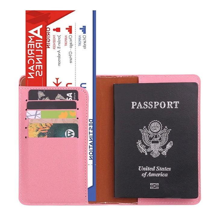 Women Men Engraved Name Passport Cover Travel Credit Id  Card Holder Case Wallet