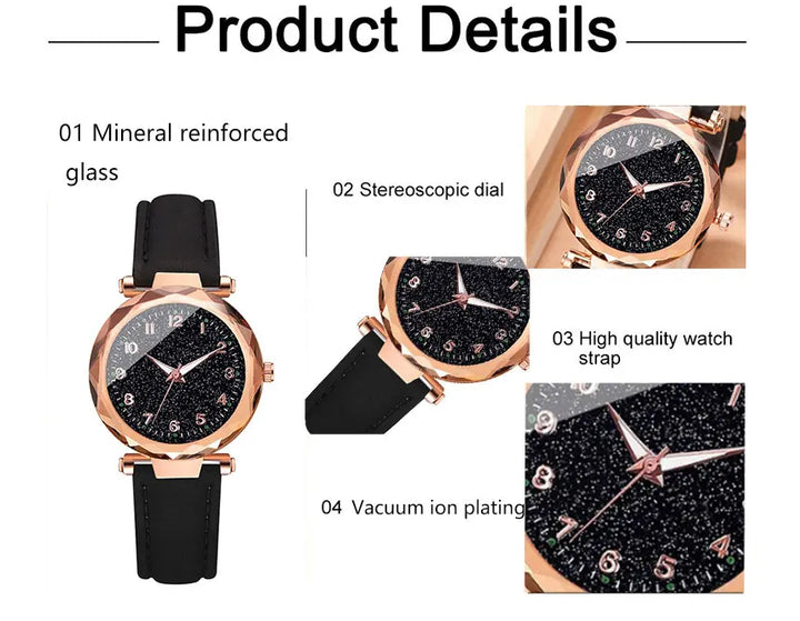 5pcs Set Womens Watches Set Ladies Fashion Watch Black Female New Simple Casual Womens Analog WristWatch Bracelet Gift No Box - Total Trends Fusion