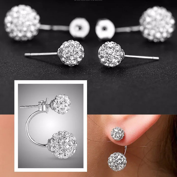 CHSHINE Promotion 925 Sterling Silver Fashion U Bend Shiny Shambhala Ball Ladies Stud Earrings Jewelry Free Wholesale Gifts