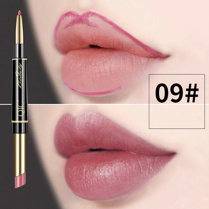 2 IN 1 Lip Liner Waterproof Matte Lipstick Pencil Sexy Red Long Lasting Lipliner Makeup Cosmetics - Total Trends Fusion