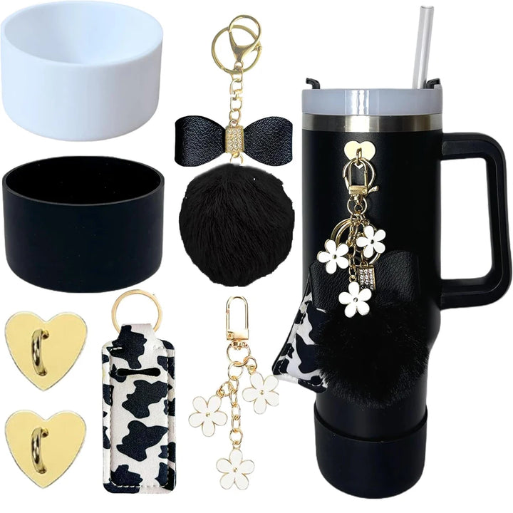 7pcs Accessories for Stanley Cup,2 Silicone Boots 2 Hooks,2 charms and Lipstick Holder Bag for Stanley Tumbler 40oz with Handle - Total Trends Fusion