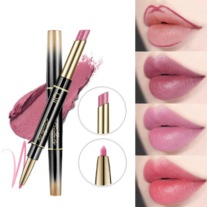 2 IN 1 Lip Liner Waterproof Matte Lipstick Pencil Sexy Red Long Lasting Lipliner Makeup Cosmetics - Total Trends Fusion