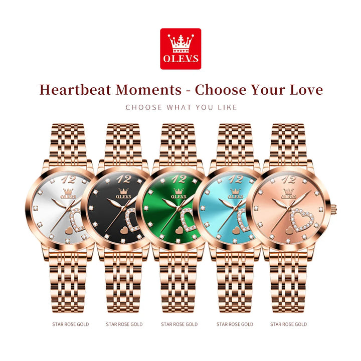 OLEVS Japan Quartz Women Watch Stainless steel Bracelet "Love" Dial Fashion Elegant Waterproof Luminous Quartz Watch for Ladies - Total Trends Fusion
