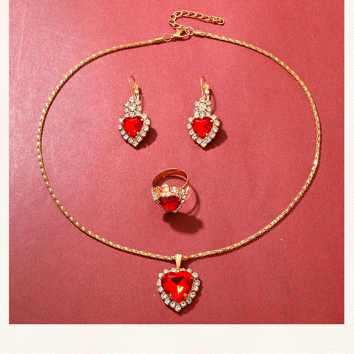 Golden Luxury Watch Women Ring Necklace Earring Rhinestone Fashion Wristwatch Casual Ladies Bracelet Watches Jewelry Set - Total Trends Fusion