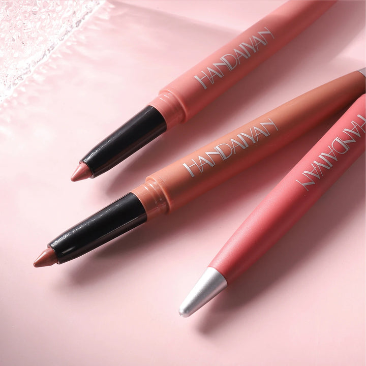 Handaiyan 6 Colors Matte Waterproof Velvet Nude Lipstick Pencil Lip Liner Sexy Red Pink Pigments Makeup Long Lasting