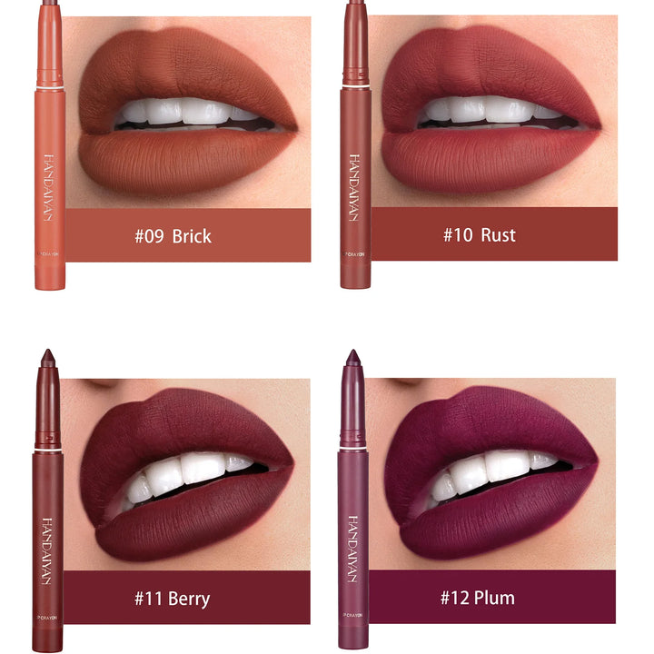 12 Colors Lip Liner Matte Waterproof Velvet Nude Lipstick Pencil Sexy Red Brown Pigments Makeup Long Lasting