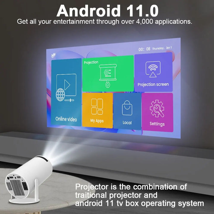 Magcubic Projector Android 11 4K 1280*720P HY300 Dual Wifi 260ANSI 180°flexible BT5.0 Cinema Outdoor Portable Outdoor Projetor