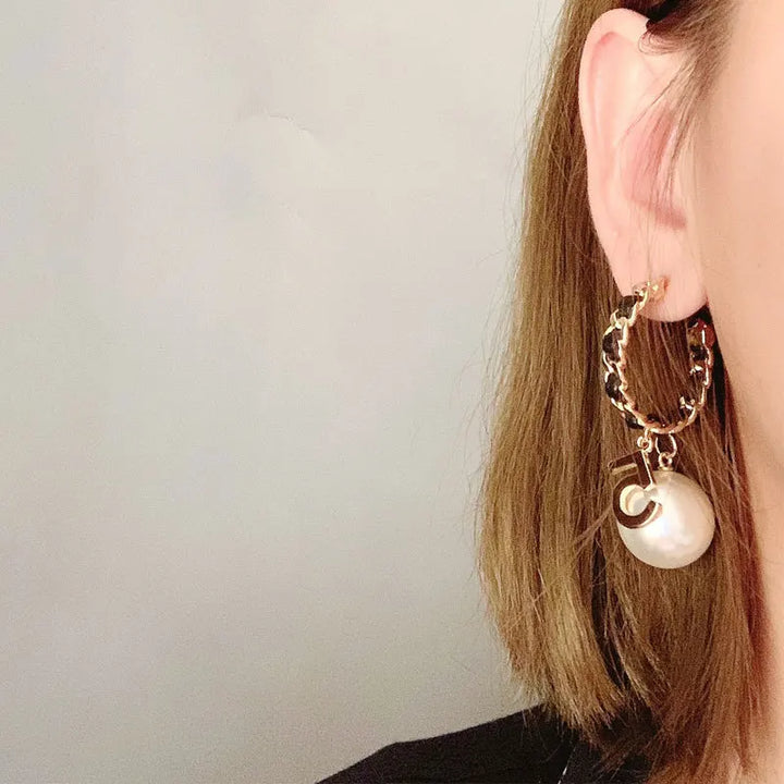 Luxury Vintage Number 5 Pearl Hoop Earrings Accessories Girls Gift Woman Earring Fashion Jewelry - Total Trends Fusion