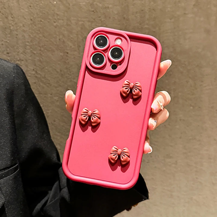 Korean 3D Bow Phone case For Samsung Galaxy S24 Ultra S23 S24 FE S25 S22 S21 Plus A16 A55 A54 A15 A35 A32 A13 A33 A34 A06 Cover