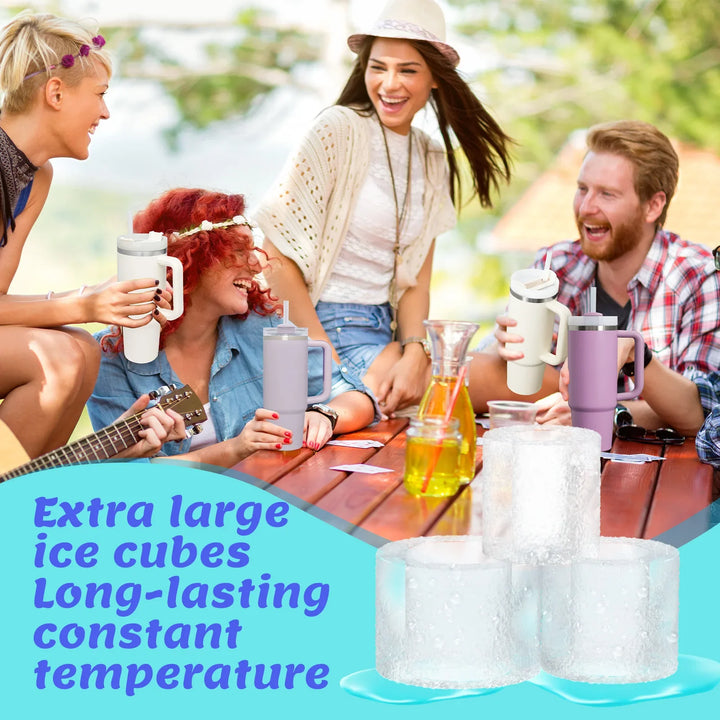Silicone Ice Molds for Stanley Cup 20-40 Oz Ice Tray Water Bottles Ice Grid Quick Freeze with Lid Making Mold Cube Tray BPA
