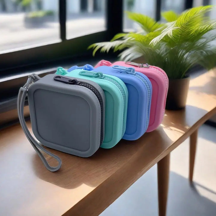 Silicone Organizer Wallet Coin Purse Simple Waterproof Zipper Cosmetic Bag Earphone Bag Students