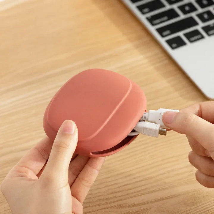 Portable Data Cable Headphone Storage Box Simple Oval Silicone Storage Bag Cute Coin Purse Home Small Gift Travel Must-have New
