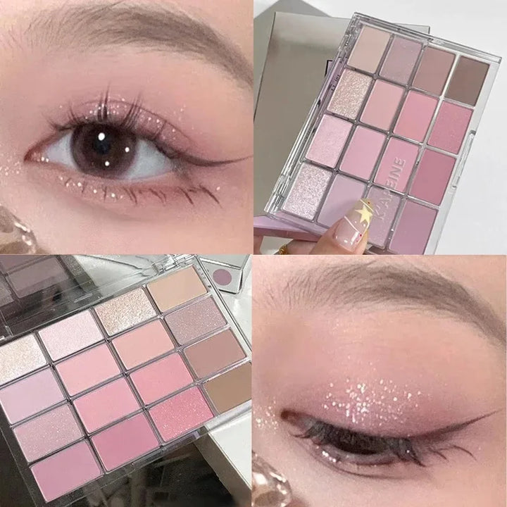 Low Saturation Eyeshadow Palette – Matte & Waterproof | Brown & Pink | Korean Cosmetics