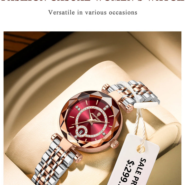 POEDAGAR Luxury Watch For Woman High Quality Diamond Ladies Quartz Watch Waterproof Date Stainless Steel Women Watches reloj+box