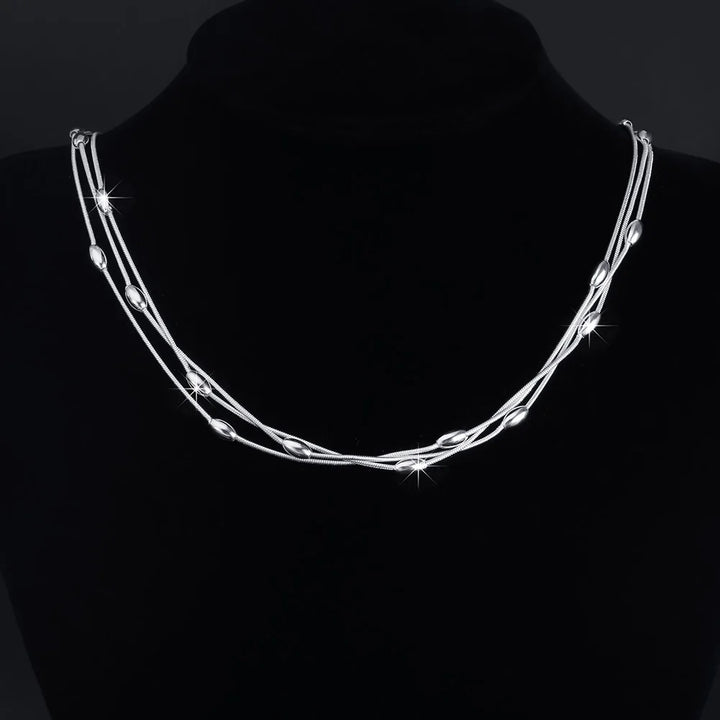925 Sterling Silver Charms Beads Necklace for Women – Luxury Fashion Jewelry