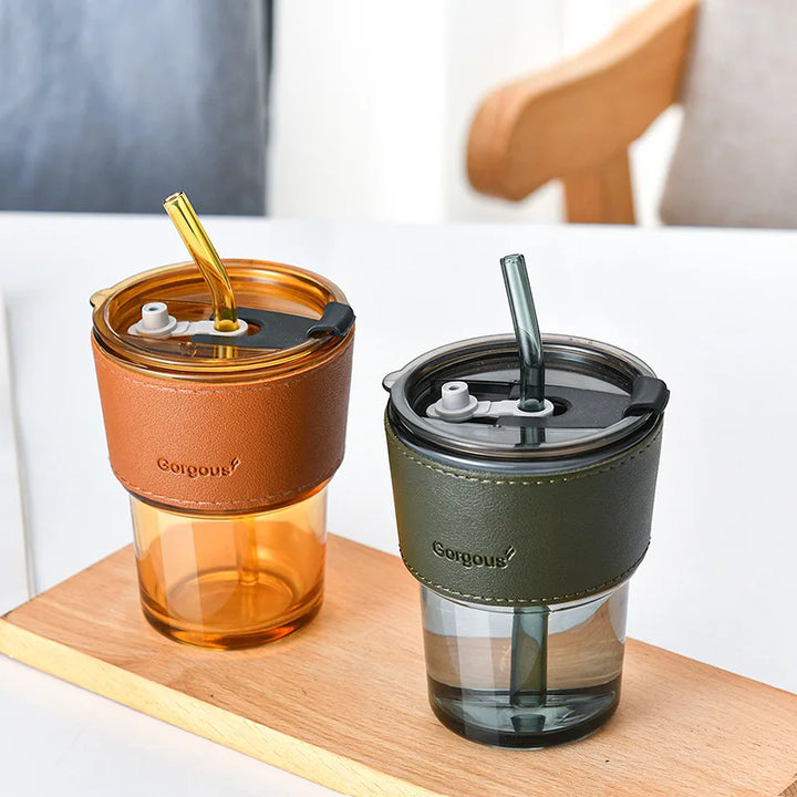 Bamboo Cup Glass Water Cup Coffee Cup Household Straw Cups Large Capacity Water Bottle Gift  Coffee Mugs