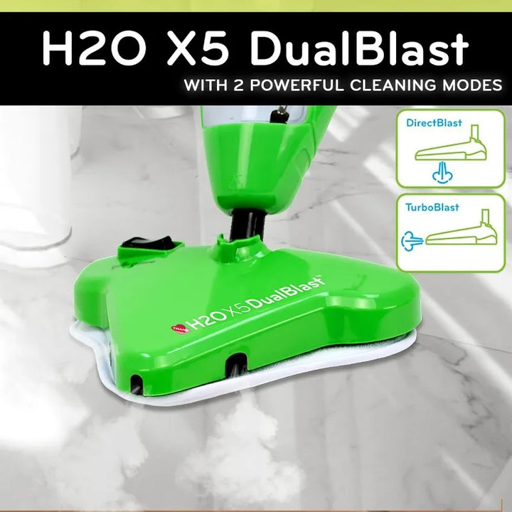 H2O X5 Steam Mop with Dualblast head and Handheld Steam Cleaner For Kitchen Tile Floors, Hardwood Floors, Grout Cleaner