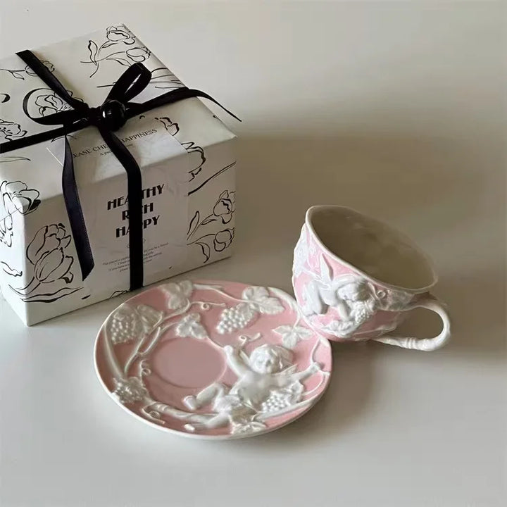 Handmade Irregular Mug, Pink Three-dimensional Bow Coffee Cup, Artistic Niche Mug Gift Ceramic Water Cup