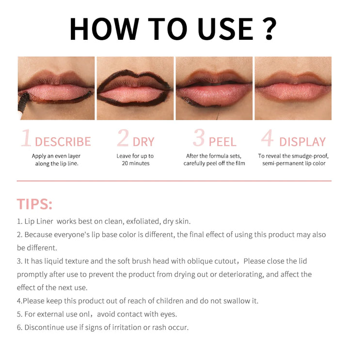 4 Colors Peel Off Lip Liner Waterproof Long Lasting Lipliner Pencil Moisturising Lips Gloss Tattoo Lipgloss Lipsticks Cosmetics - Total Trends Fusion
