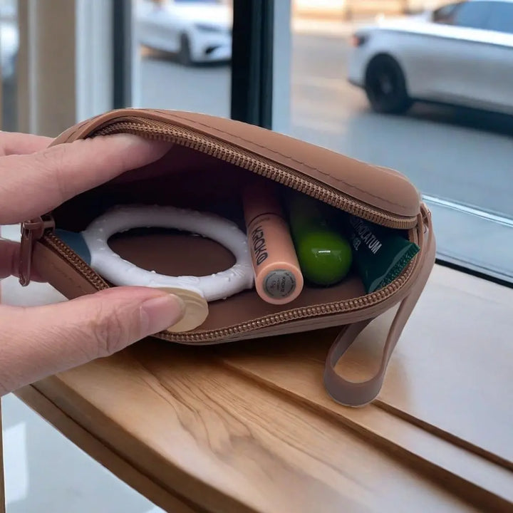 Morandi Color Silicone Cosmetic Bag Coin Purse Large Capacity Multifunction Storage Bag Solid Color Rectangle Small Item Bag