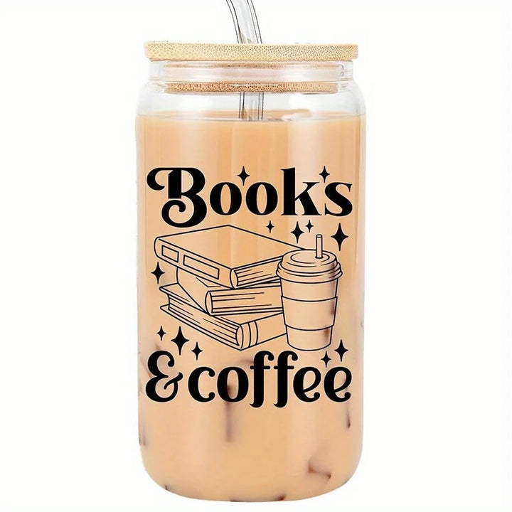16oz Clear 3D Printed Sublimation Glass Cup With Bamboo Lid And Glass Straw Drinking Cups With Waterproof Sticker Muti-Pattern