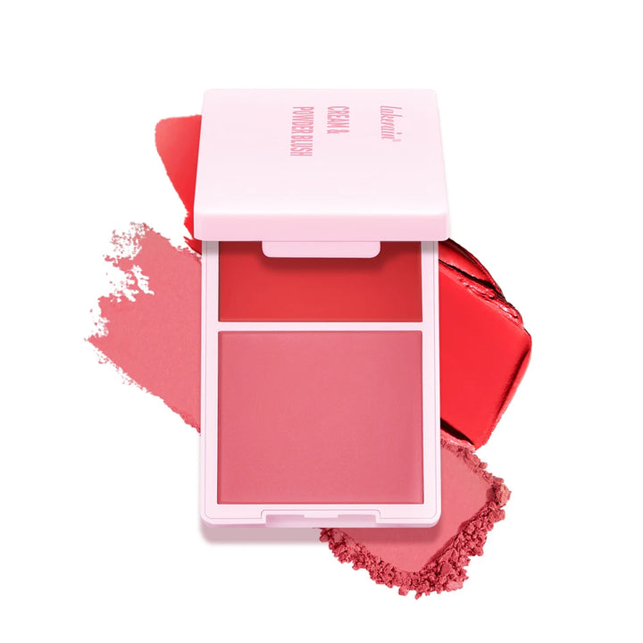 Crème & Powder Blush Duo Palette – Long-Lasting Matte & Dewy Finish Pink, Peach & Orange Pigments