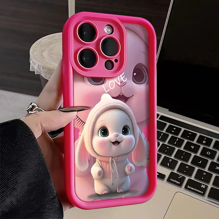 Lovely Pink Rabbit Silicone Case For Samsung Galaxy S24 S23 Ultra S22 S21 Plus S20 FE A12 A32 A52 A52S A23 A33 A53 A14 A34 A54