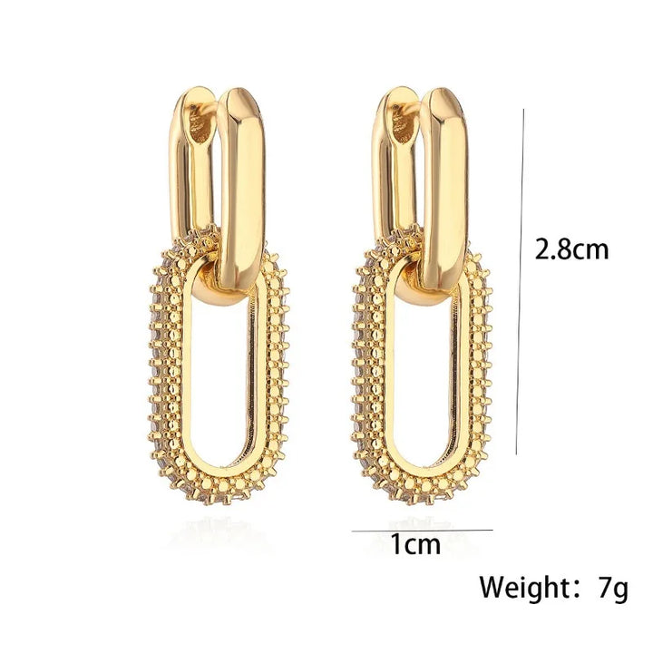 Retro Double Loop Design Drop Earrings Gold Color Geometric Round Hoop Earrings for Women Girls Punk Hip Hop Fashion Jewelry - Total Trends Fusion