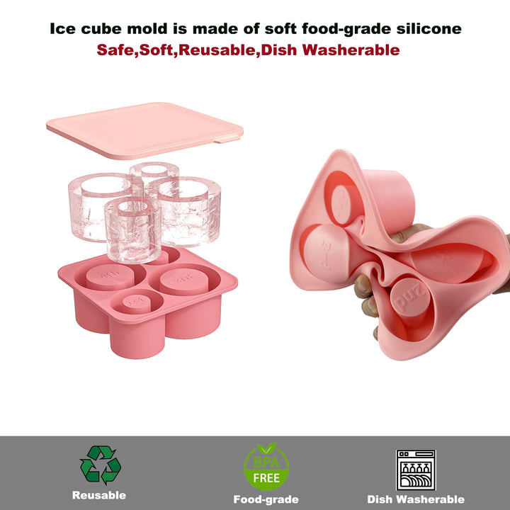 Ice Cube Tray Mold for Tumbler Stanley Cup Silicone Cylinder Ice Cube Maker Mold with Lid For 20oz 30oz 40oz