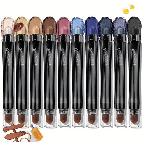 10PCS Cream Eyeshadow Stick Set  Longwear Brightening Eye Makeup Crayons
