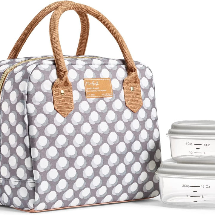 Lunch Bag for Women, Insulated Womens Lunch Bag for Work, Leakproof & Stain-Resistant Large Lunch Box for Women with Containers, Zipper Closure Bloomington Lunch Bag, Lavender Scallop