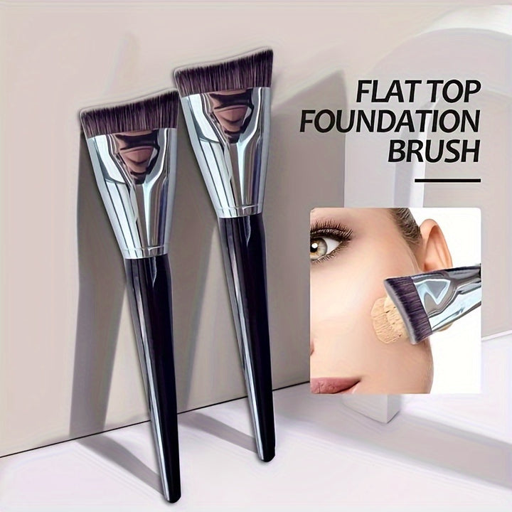 1pc Flat Top Kabuki Foundation Brush- Premium Makeup Brush For Liquid, Cream, And Powder Buffing, Blending, And Face Brush With Soft Fiber, Skin- Friendly Makeup Tool, Easy Carring For Travel, Gift For Mother Women- Gift Set Mother's Day Gift