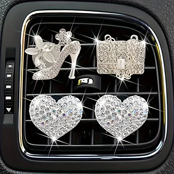 18-Pack Elephant Heart Air Vent Clips – Bling Car Air Fresheners with Crystal Rhinestones for Cute Auto Interior Decor - Total Trends Fusion