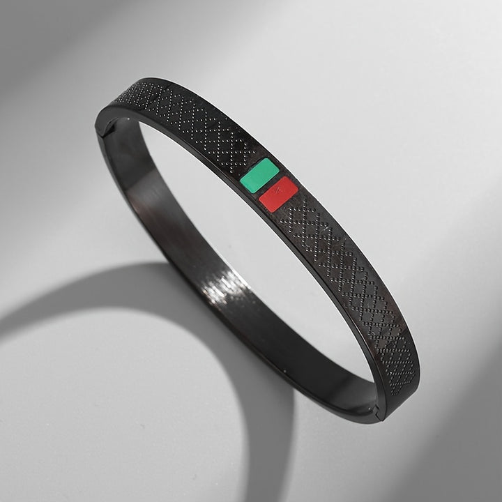 3pcs/set stainless steel green red enamel bracelets for women and men cuff bracelets for couples fashion luxury retro jewelry gifts - Total Trends Fusion