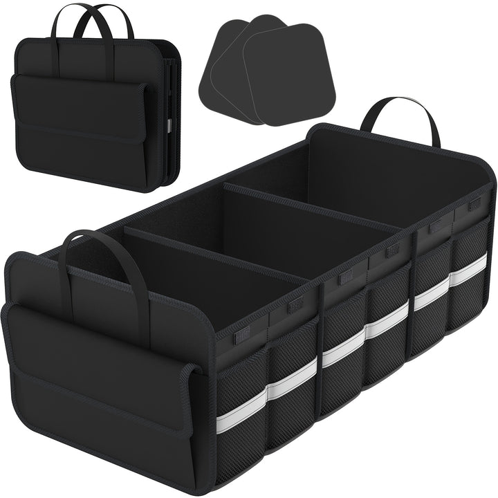 Trunk Organizer For SUV, Large Trunk Organizer For Car, Collapsible Multi-Compartment Car Trunk Organizer, Sturdy Cargo Trunk Storage Organizer, Non Slip Bottom - Total Trends Fusion