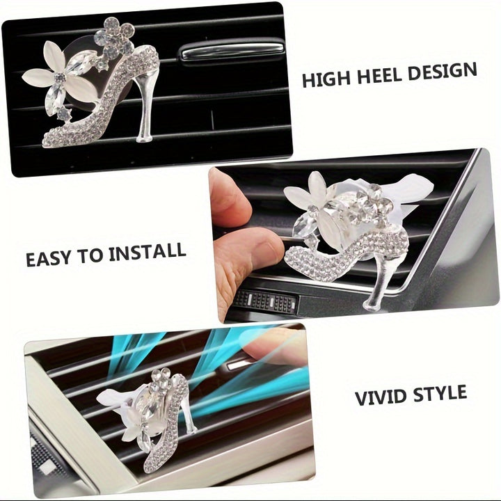 Bling High Heel Car Vent Clip - Crystal & Rhinestone Fashion Shoe Decor with Scented Gel Pad, Cute Auto Interior Accessory - Total Trends Fusion