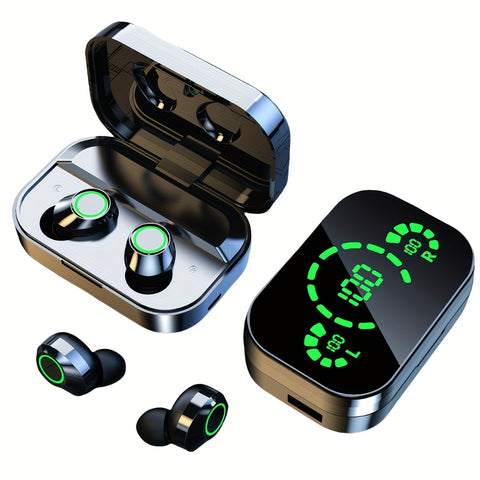 2024 New Wireless Earbuds Mini Earphone Digital Display TWS Earbuds Wireless chip5.3 Type-C (Black) - Total Trends Fusion