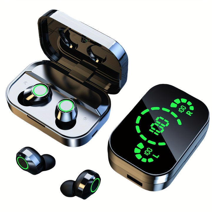 2024 New Wireless Earbuds Mini Earphone Digital Display TWS Earbuds Wireless chip5.3 Type-C (Black) - Total Trends Fusion