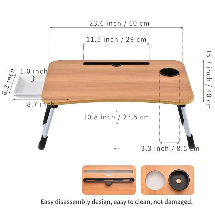 Laptop Bed Desk Table Tray Stand with Cup Holder/Drawer for Bed/Sofa/Couch/Study/Reading/Writing On Low Sitting Floor Large Portable Foldable lap desk bed trays for eating and laptops - Total Trends Fusion