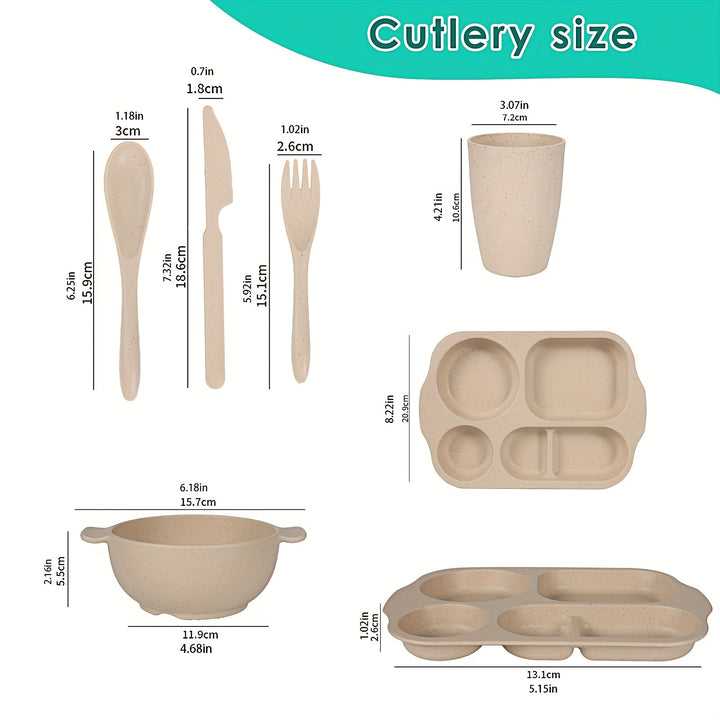 24pc Wheat Straw PP Plate Set, Unbreakable, BPA-Free, Reusable, Anti-scalding, Easy To Clean, Microwave Dishwasher Safe, Camping Utensils For Kitchen, Outdoor, Party, Home, Tableware Accessories, Beige - Total Trends Fusion