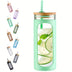 MUKOKO 20oz Glass Water Tumble With Straw And Lid, Bamboo Lids Water Bottle, Iced Coffee Cup Reusable, Wide Mouth Smoothie Cups, Straw Silicone Protective Sleeve BPA FREE - Total Trends Fusion
