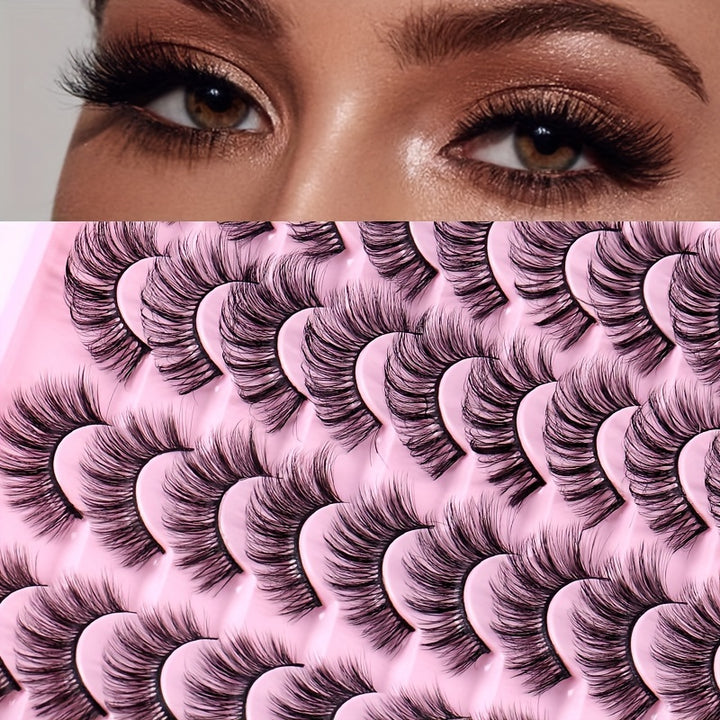 30 Pairs of Luxurious Wispy Lashes - Natural 3D/4D Volume, Fluffy, Soft, Lightweight, Reusable, Easy to Apply Fake Eyelashes Pack for Makeup - Synthetic, 8mm-14mm Length, Versatile 3 Styles - Total Trends Fusion