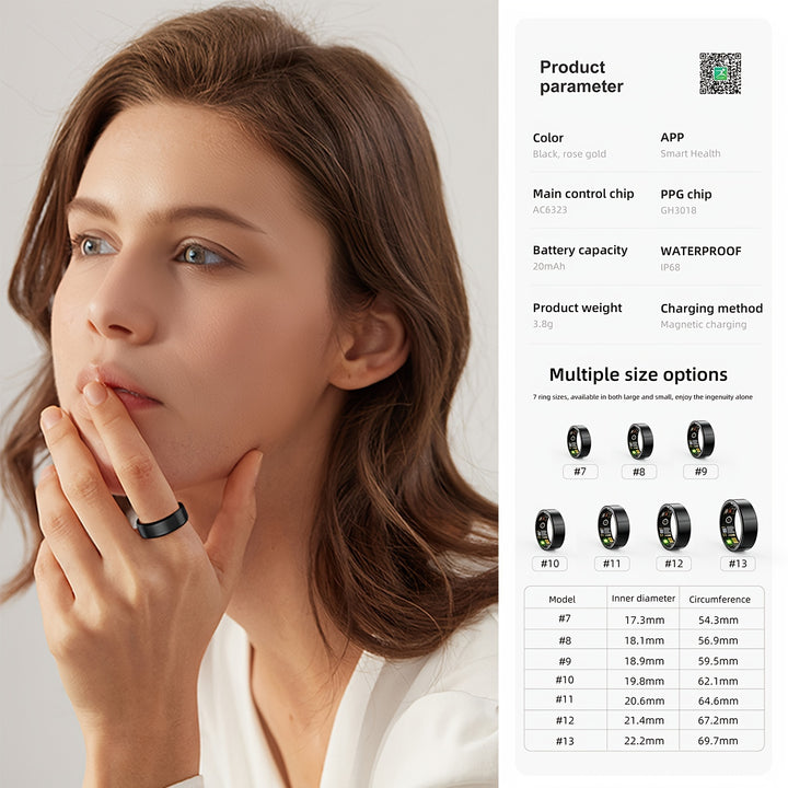Smart Ring Fitness Tracker, Steps, Distance, Calories, Sleep Tracking, Exercise Monitoring, Compatible with iPhone Android, IP68 Waterproof, Smart Jewelry, Accessories, Gift for Women Men - Total Trends Fusion