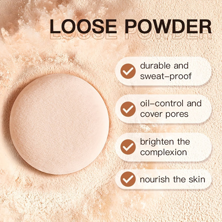 Ushas Long-Lasting Loose Powder With Mushroom Head - Oil Control, Whitening, Waterproof & Sweatproof - Total Trends Fusion